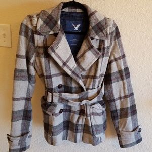 Plaid pea coat American Eagle